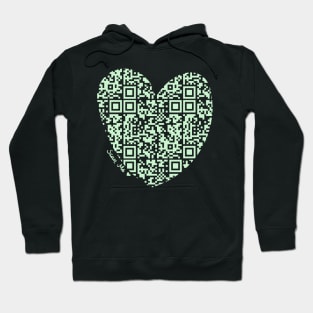 Pastel Green Rick Astley Rickroll QR Code Heart Art Hoodie